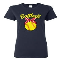 Divlji bobby, slatka vrpca luk softball mama poklon, majčin dan, ženska grafička majica, mornarica, velika