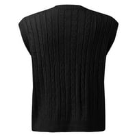 Aaiyomet ženski džemper prsluk bez rukava V izrez rebrasti pleteni pleteni šljokicu split pulover prsluk