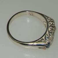 Britanci napravio je 9CT bijeli zlatni prirodni safir i kultivirani bisernski ženski prsten - Opcije veličine - Veličina 11