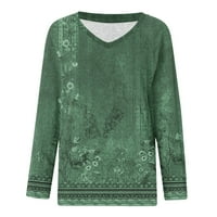 Inleife Nova moda Žene ispis bluza pulover dugih rukava V izrez labavi mekani košulje džepova Top za