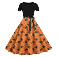 Ženska haljina jesen Ispis kratkih rukava 1950-ih Domaćice Večernje party maturalne haljine