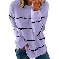 QucoQPE Womens uzročno labav redanicu plus veličina Jesen zimski modni dugi rukav prugasti pulover vrhova
