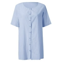 Bluze za žene V izrez Top košulje Pulover Puno boje Komforna majica Kratki rukav Labava elegantna haljina