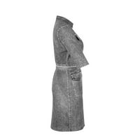 Neugodne dame casual v haljina kratka jean rukave Veličina Žene patentne pansirne ženske haljine duge