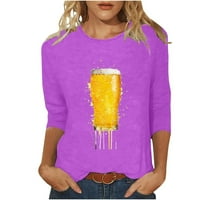Ženske pivo festivalske košulje Tunika bluza Crewneck Teers mekani komfecni casual opuštena fit dressy