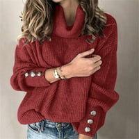 Xiuh Dame Moda Solid Color Turtleneck Tipke za rukavice u boji Jesen zima topli top ženski bluze i vrhovi