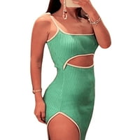 Wassery Women Sexy izdubljena duga haljina Ljetna haljina bez bodycon-a Square Spaghetti remen Slim
