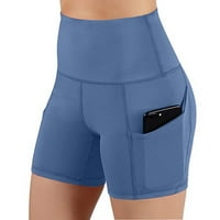 Kontrolne pantalone džepovi Abdomen Yoga kratke hlače Struk High Women Trkeni trening joge hlače