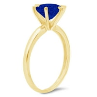 0,5CT Okrugli rez plavi simulirani plavi safir 14K žuti zlatni graviranje Izjava godišnjica Angažovanost vjenčanog pasijansa Veličina prstena 8.25