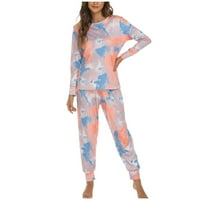 Leesechin Clearence Ženska za spavanje Set Tie-Dye Ispis pantalone sa dugim rukavima Pidžama Postavite