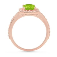 2.07ct smaragdni rez zeleni prirodni peridot 18k ružičasto zlato Angažovanje halo prstena veličine 4,5