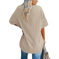 Ženske majice plus veličine TEE Summer Slobodne rukavice, Khaki, XXL