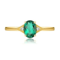 18k žuto zlato ovalni oblik stvorio je smaragdni kubični zaručni prsten cirkonije