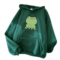 Plus veličine za žene modne dukseve s dugim rukavima CREW CACT Cute Frog Print NewString džemper s kapuljačom