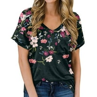 Dyegold Ljetni vrhovi za žene Trendy, ljetne dressy bluze za žene suncokret print comfy henley košulje