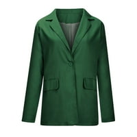 Uštede za jesen za žene za žene, ženske jakne, ženske ležerne blaželje, čvrste boje otvorene prednje dugih rukava radne kancelarijske jakne Blazer Green