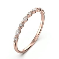0,26CT Naizmenično okruglo i markiza Diamond Moissine 18K ružičasto zlato preko srebrnog vjenčanog pojasa