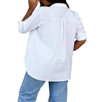 Ženska dugmića Košulje dugih rukava košulja Radna odjeća Poslovna ured Tunička košulja bijela m