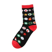 Žene i muškarci Božićnu udobnu prugu pamučnu čaratnu čaratnu čaratnu čarapu C Black 【Kupite dva uzmite