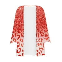 Tanki kardigani za žene Lagani, kardigan s rukavima za žene Trendi ljetni gumb Otvoreni prednji lagani kimono kardigans Ležerne prilike Crveni XL