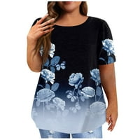 Umitay Bluze za žene Dressy Ležerne prilike za ženska vintage Cvjetni ispis Pleted kratkih rukava Ležerna