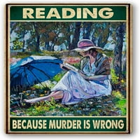 Znak metalnih limenih znakova, vintage Lady Reading Rezervirajte pod stablo Umjetnički poster Plak Kuhinja