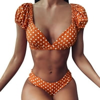 Zuwimk Ženski tankini kupaćim kosuima, ženski bikini prsten visokog struka ZNAKESKIN Ispis crni kupaći kostimi Brazilski kupaći kostimi narančasti, m