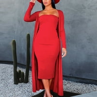 Ženske haljine Datum Žena Ležerne prilike Dužina dugih rukava V-izrez Solid A-line crvena l