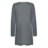 Haxmnou ženske dame nalik V-izrez Cardigan dugi rukav kaput džepova Outerwear Grey XXXXL