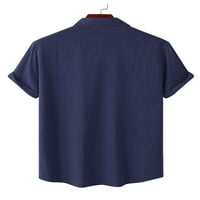 Paille muški vrhovi kratkih rukava majica rever izrez majice Ležerne ljetna majica Navy Blue XL