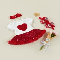 Odijelo za djecu Djevojka Valentinovo Mekani pamučni tegleni TULLE haljina od srca s kratkim rukavima