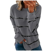 Ženska ležerna kontrastna boja dugih rukava TOP pulover Duks tamno siva xxxl