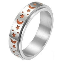 Amousa prstenovi od nehrđajućeg čelika Mjesec i zvijezde prsten ublažavaju anksioznost prstena za angažman vjenčanja za žene za žene veličine muškaraca