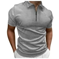 Polo košulje za muškarce muški patentni zatvarač kratki rukav gornji kravata boja čvrsta boja lagana prozračna majica kratkih rukava siva