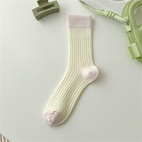 QXUTPO čarape za žene tanke vertikalne kontrastne boje mekane usisne čarape