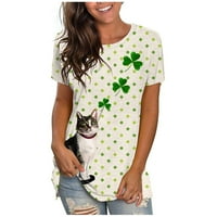 Dnevna majica Odeerbi St. Patrick za žene Ležerne prilike ispisane bluze s kratkim rukavima