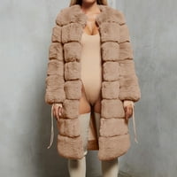 Ikevan Women plus veličina kratki FAU kaput topla krznena jakna za dugi rukav gornji odjećni odjeća