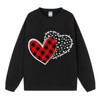 Ženska dukserica posade Slatka grafička dukserija za Valentinovo, pulover u okruglom vratu Lagane majice