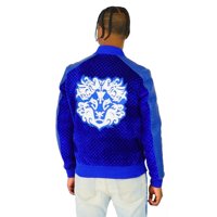 Muška varijantna baršunasta od kašike kože plava jakna