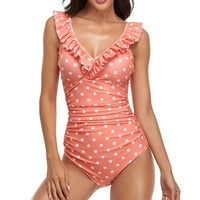 Ruffle Jedan kupaći kostim za žene V izrez Ruched Tummy Control kupaći kupaći odijelo Monokini