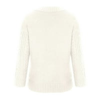 Plus size Ženski kabl pleteni džemperi Ležerne prilike dugih rukava Curvy V Ret obični pulover vrhovi