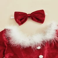 Binweede Kids Girgin Božićna haljina, dugi rukav krzneni patchwork haljina na kablu s poklopcem za glavu za Cosplay party