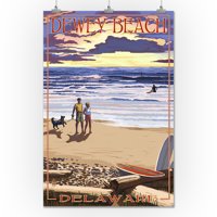 Plaža Dewey, Delaware, scena na plaži i surferi