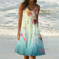 Haljine za ženske proljetne plaže tiskane s V-izrezom bez rukava modne haljine 3xl