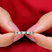 Pravi smaragdni poluvremeni prsten sa moissine za žene, srebrna srebra, US 9,50