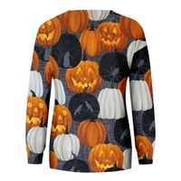 Tking modni vrhovi dugih rukava za žene Crewneck Halloween Shirts majice Pulover grafička bluza Tamno