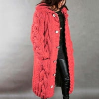 Yoeyez Cardigan džemperi za žene Duge dužine Ženska kapuljača Kardigan Duks velike veličine Džepni grudi