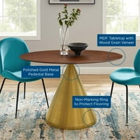 Trpezarijski stol, ovalni, drvo, metalni čelik, zlatni smeđi smeđi orah, moderan savremeni urbani dizajn,