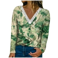 Strugten ženska modna casual dugih rukava cvijet od čipke V-izrez pulover top bluza