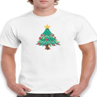 Božićno drvce puna boja grafički muškarac bijela majica, muški medij